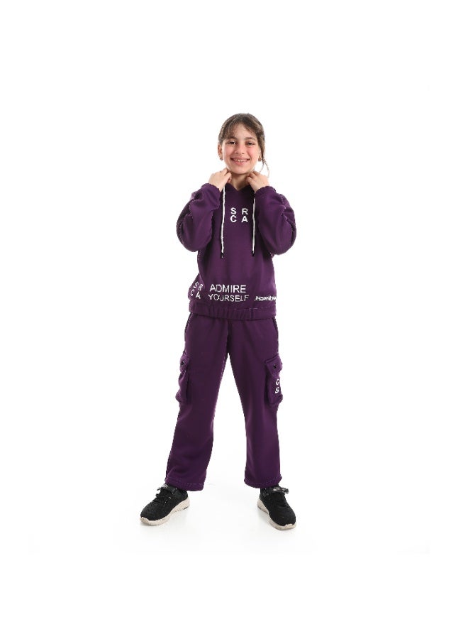 Caesar Girls' winter tracksuit with a fur-trimmed back - Image 1